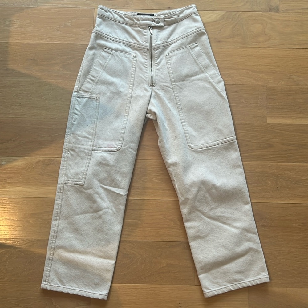 Isabel Marant, cream carpenter jeans, wide leg size 34 fr